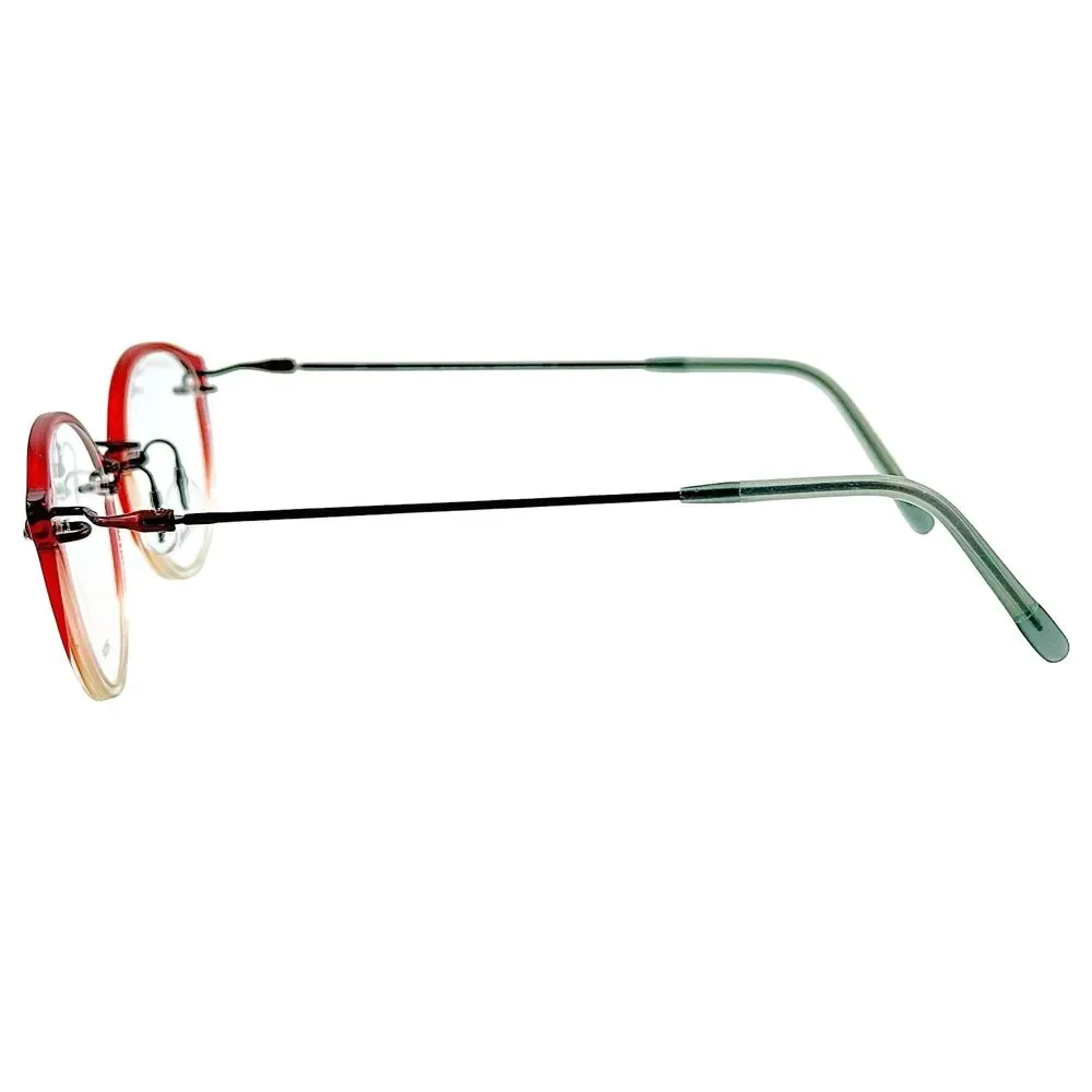 Kazuo Kawasaki MP631PI Womens Plastic  Eyeglass Frame 16 Red Half 48-20 Japan